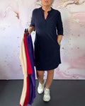 Juliette | Solid Dress with V-Neck