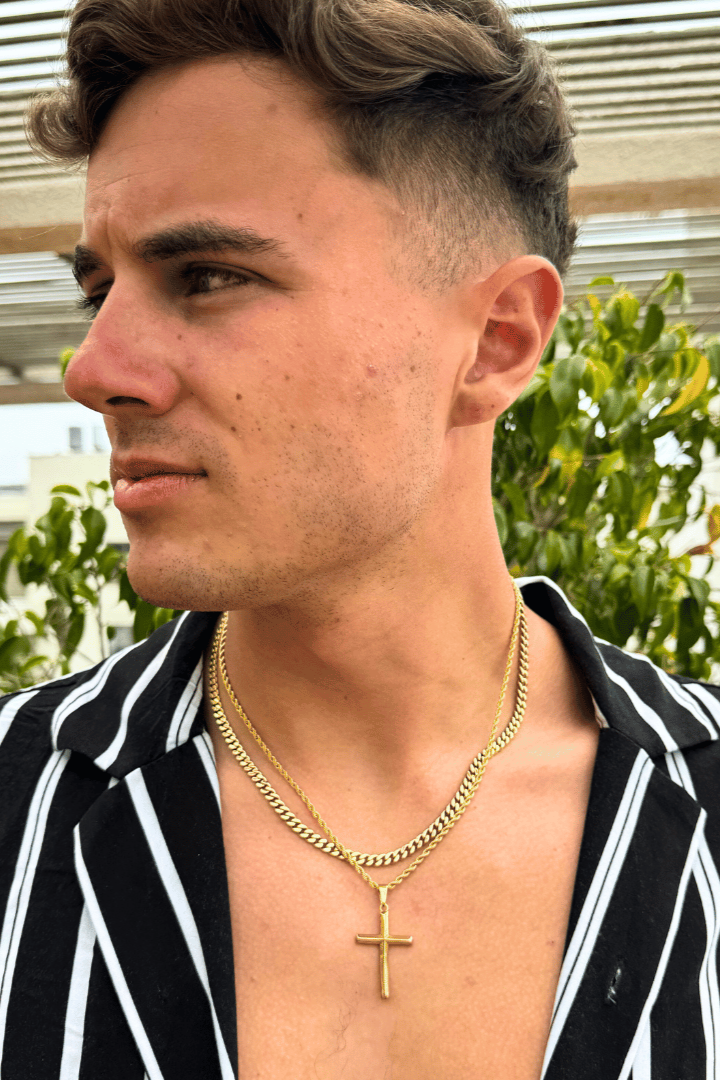 Crucifix Miami Cuban 5mm Set (Oro)