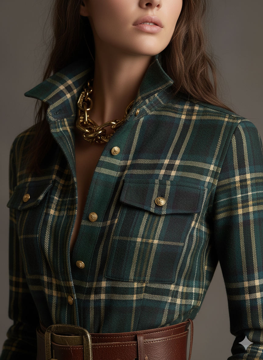 Jordan | Checked Long Sleeve Maxi Dress