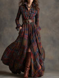 Jordan | Checked Long Sleeve Maxi Dress