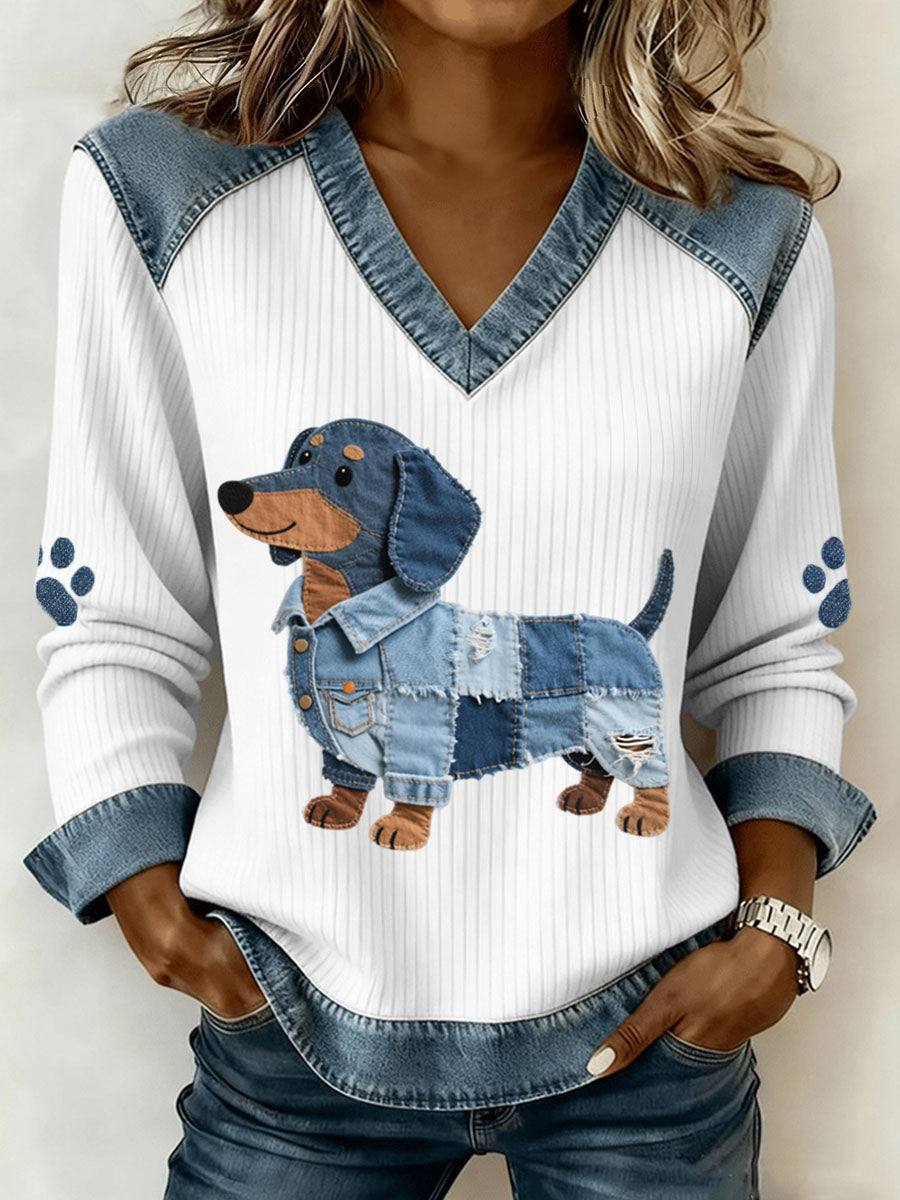 Victoria | Artistic Denim Patchwork Top